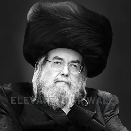Divine Elegance: Acrylic Portrait of the Belzer Rebbe